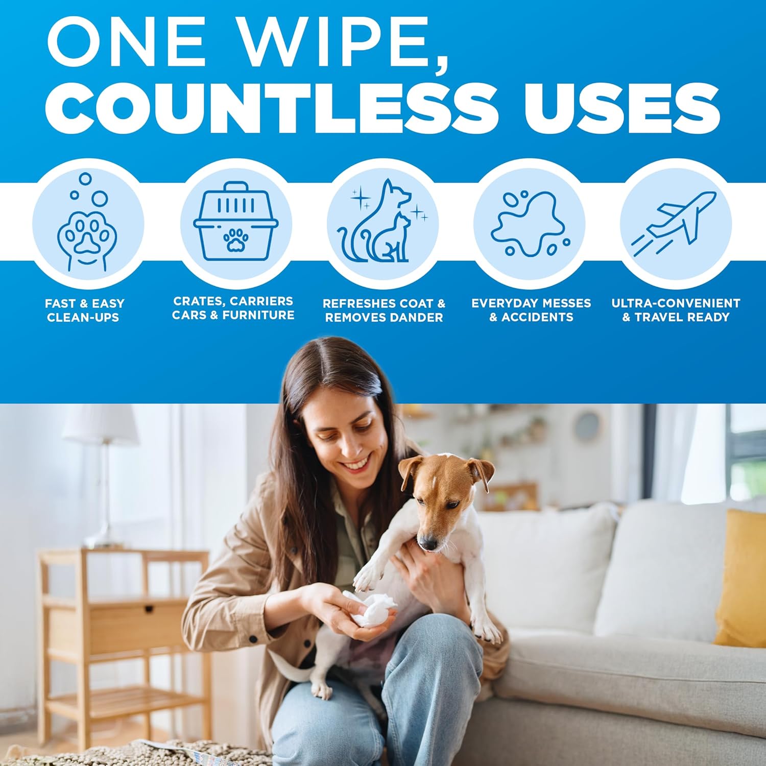 ® Pure Wipes™ – 100 Count Pack – Gentle, Fast Odor-Elimination – NO Fragrances, NO Harsh Chemicals – Cleans Paws, Butt, Ears, Face, Fur – Perfect for Cars, Crates, All Surfaces