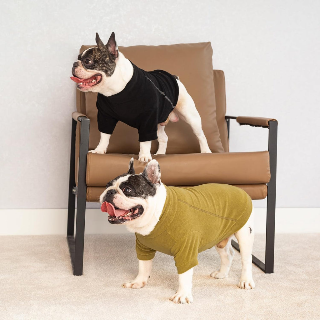 3 Pack Classic Fleece Dog Sweater, Winter Clothes for Small Dogs Boy Girl, Turtleneck Dog Sweatshirt, Pet Pullover Jumper, Cat Apparel, Black, Olive Green, Cream, Large