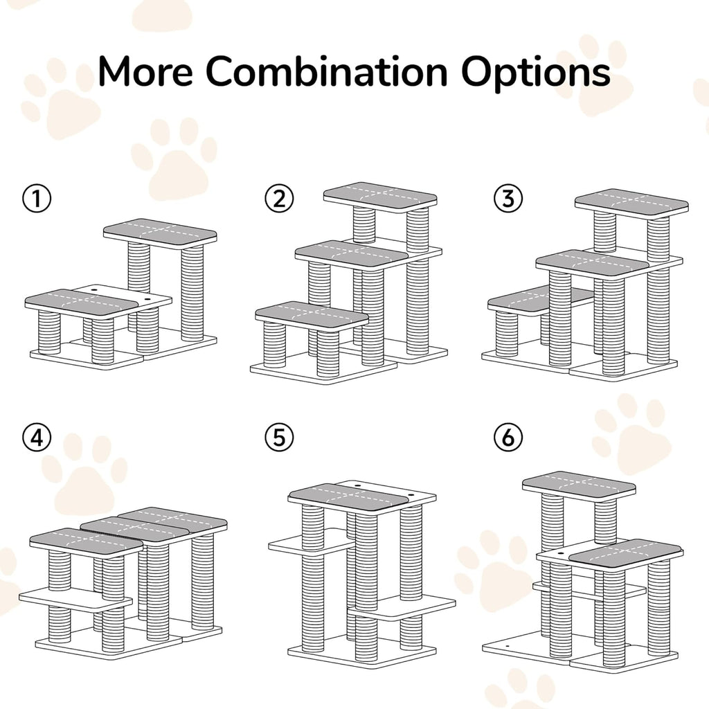 Dog Stairs, Solid Wood Pet Stairs with Cat Scratching Post, Transformable Cat Ramp Can Hold up to 200 Lbs, 20 Inch Pet Steps for Dogs and Cats to Climb High Bed and Couch, over 6 Combinations
