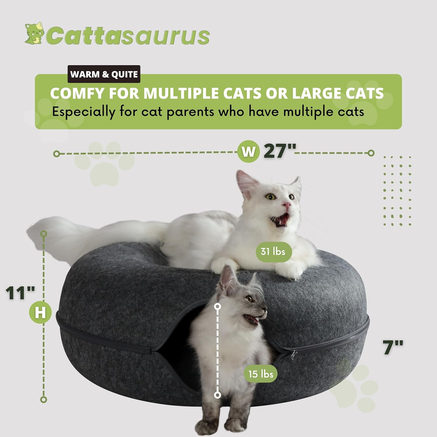 Peekaboo Cat Cave Donut for Multiple & Large Cats up to 30-45 Lbs, 3-In-1 Self Warming Cat Bed, Tunnel & Scratcher for Indoor Cats, Washable & Detachable Small Dog Bed (Dark Gray, Jumbo)