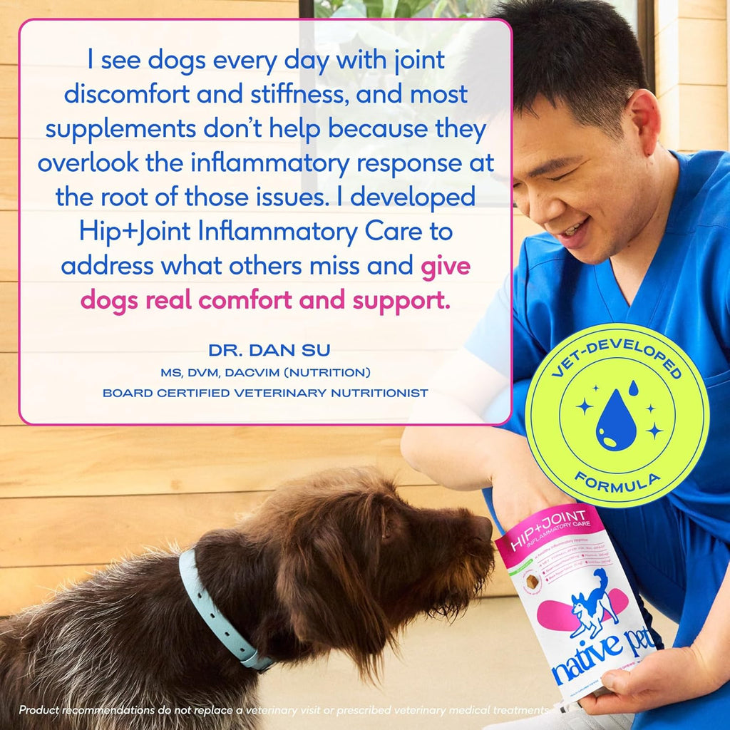 Pain Relief for Dogs - Collagen for Dogs Promotes Joint Health, Reduce Inflammation & Stiffness - Senior Pup Joint Supplement - Natural Pain Reliever for Active & Aging Pets - 30 Chews