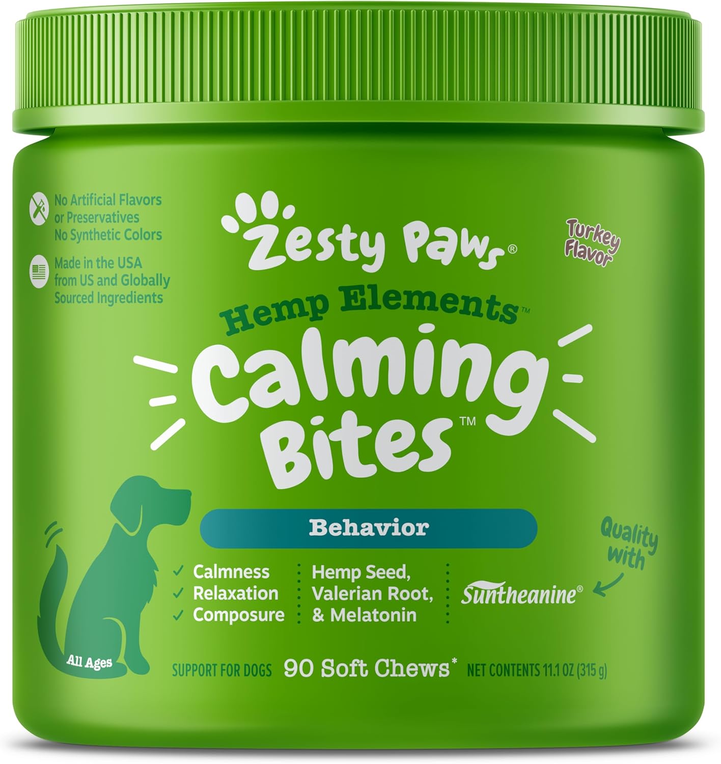 Calming Chews for Dogs Composure & Relaxation for Everyday Stress & Separation Peanut Butter 90 Count