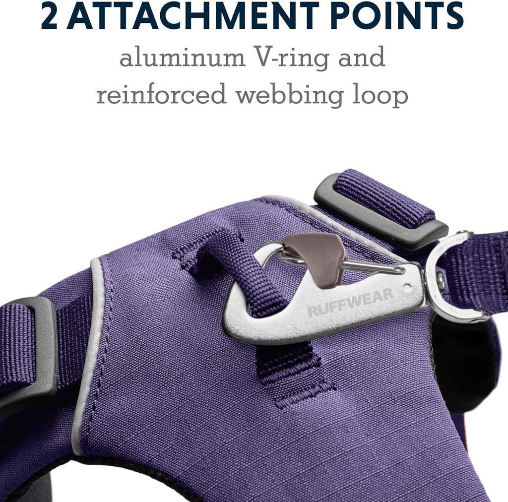 , Front Range Dog Harness, Reflective Soft Padded Everyday Harness with Dual Leash Clips, Adjustable and Lightweight Fit for Training or Walking for All Dogs, Purple Sage, Large/X-Large