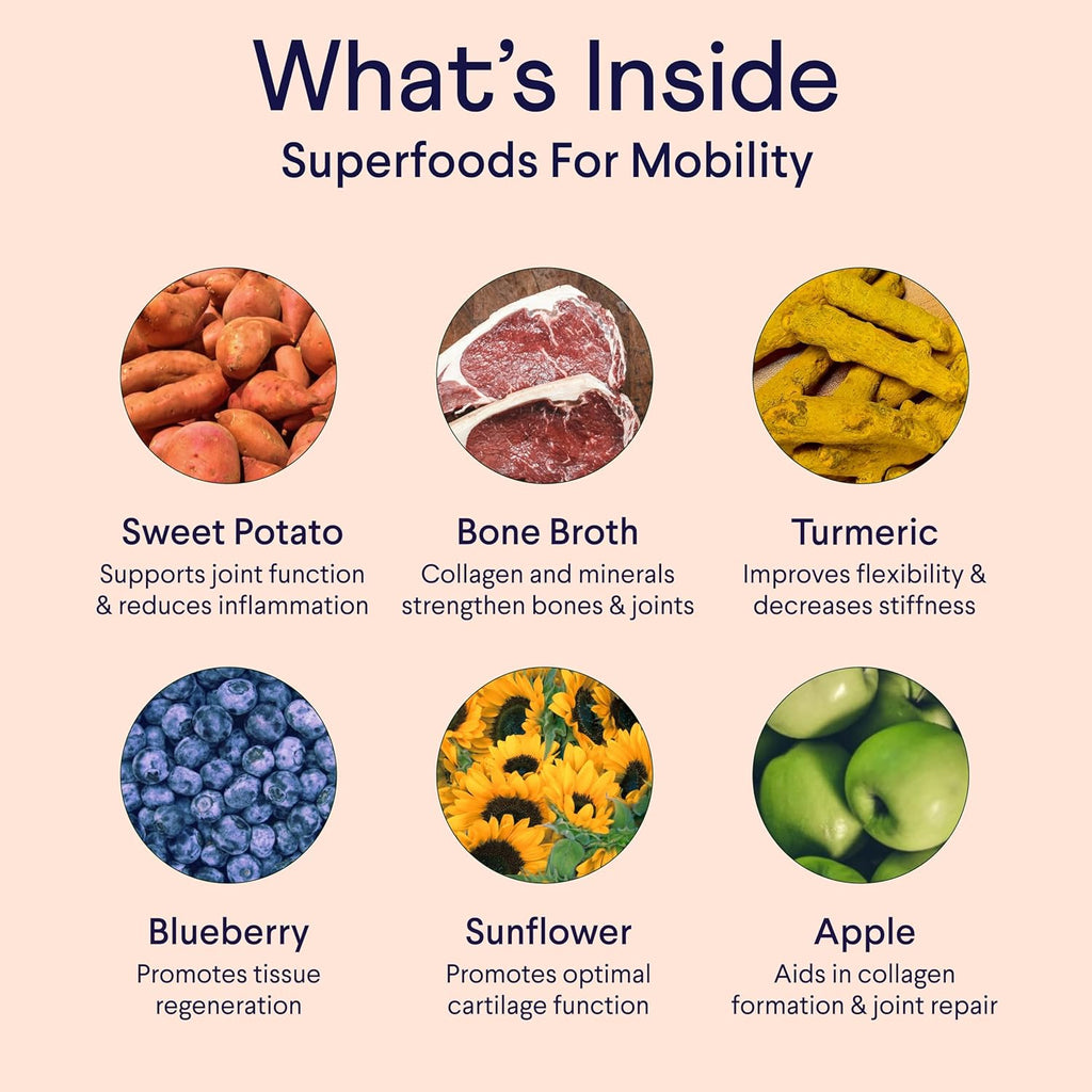 Bone Broth plus for Dogs | Joint & Mobility Topper Packed with Collagen & Amino Acids | Only 6 Ingredients | Powdered Meal Topper for Dogs