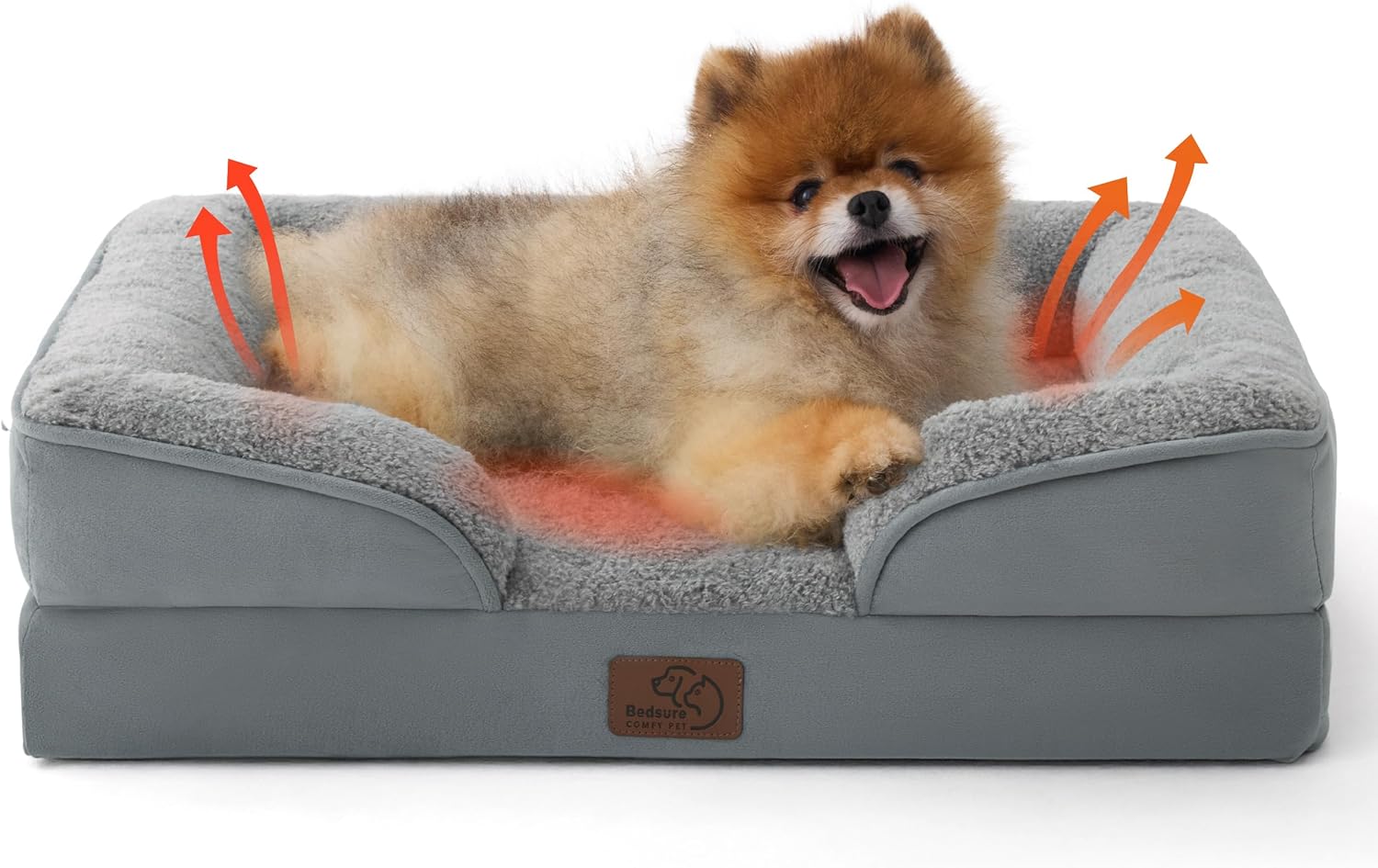 XL Self Warming Orthopedic Dog Bed for Extra Large Dogs - Washable Xlarge Dog Bed Waterproof, Comfort Pet Couch with Removable Cover, Pets Sofa with Nonskid Bottom, Grey, Non-Electric