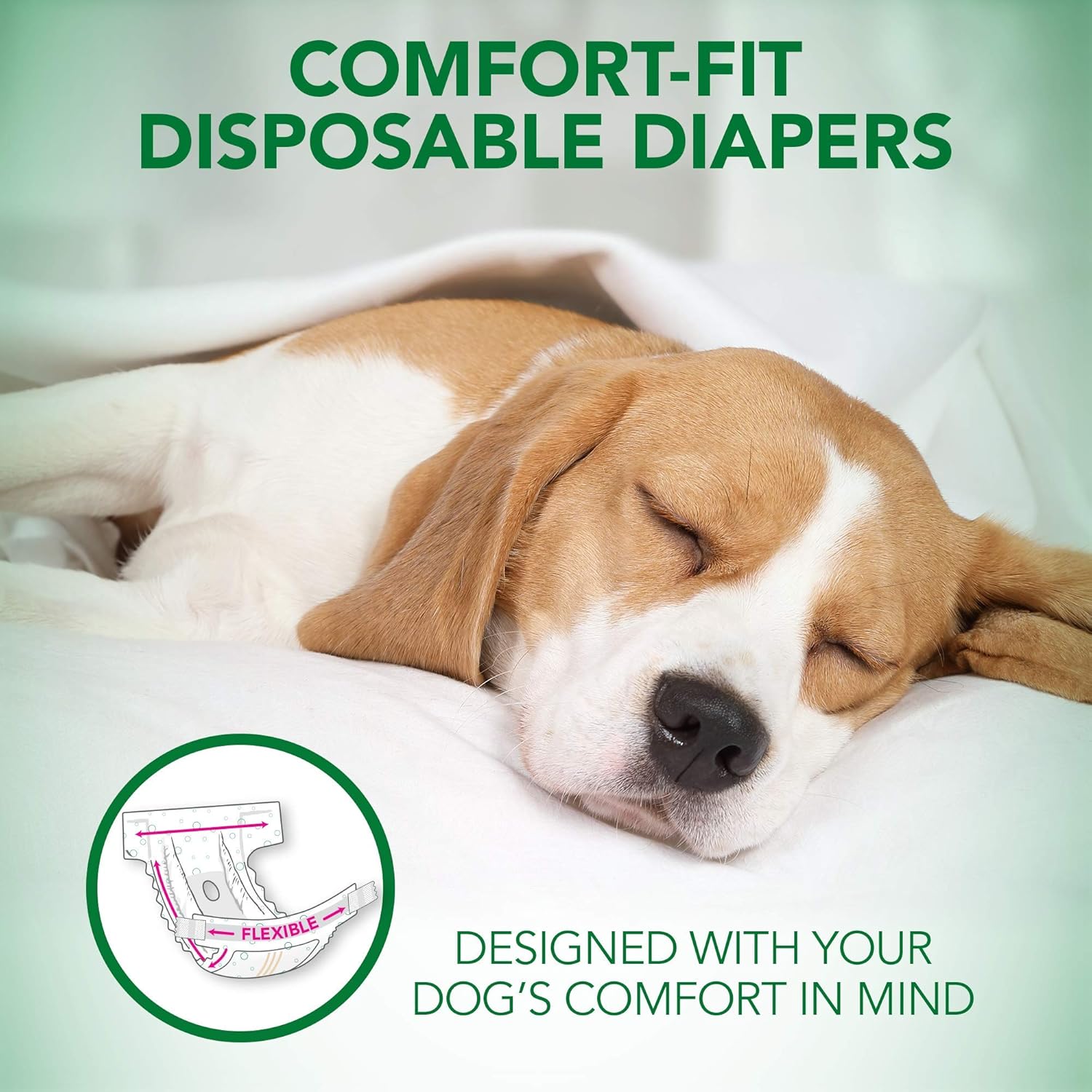 Comfort Fit Dog Diapers - Disposable Female Dog Diapers - Absorbent with Leak Proof Fit - Large/X-Large, 30 Count