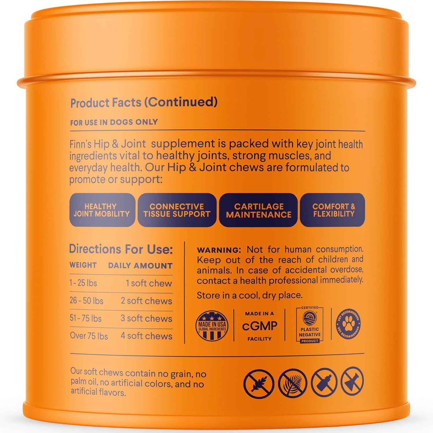 Hip and Joint Supplement for Dogs | Glucosamine, Chondroitin & MSM for Joint and Mobility Support | with Turmeric, Bioperine and B-Vitamins | 90 Soft Chews