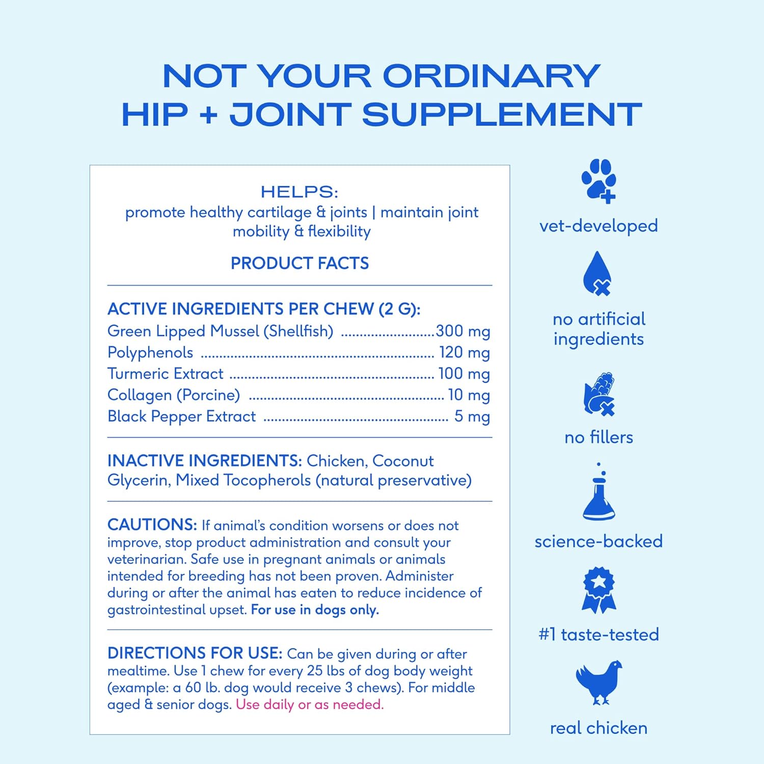 Pain Relief for Dogs - Collagen for Dogs Promotes Joint Health, Reduce Inflammation & Stiffness - Senior Pup Joint Supplement - Natural Pain Reliever for Active & Aging Pets - 30 Chews