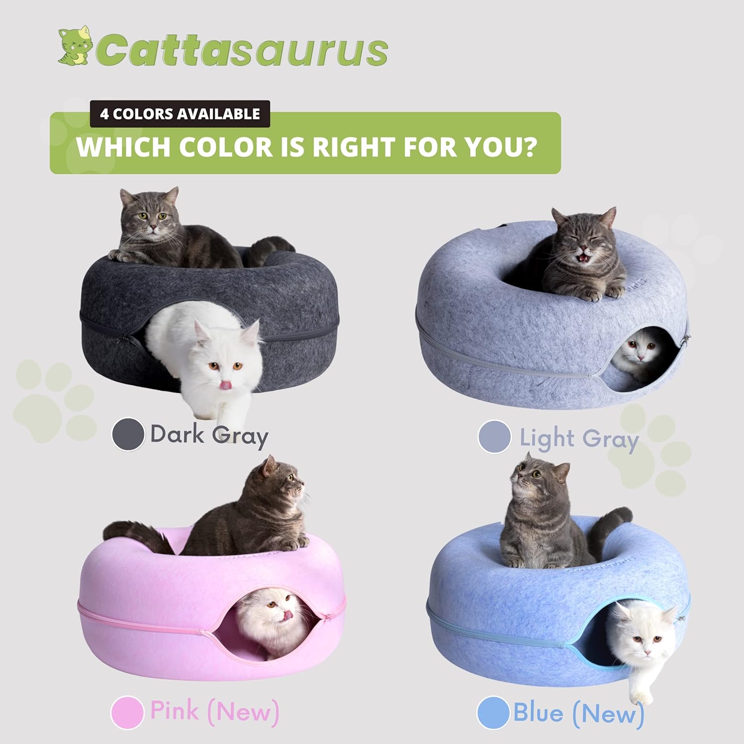 Peekaboo Cat Cave Donut for Multiple & Large Cats up to 30-45 Lbs, 3-In-1 Self Warming Cat Bed, Tunnel & Scratcher for Indoor Cats, Washable & Detachable Small Dog Bed (Blue, Large)