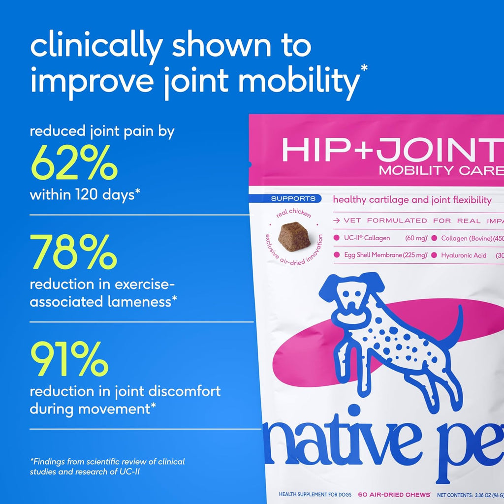 Hip & Joint Supplement for Dogs - Advanced Dog Joint & Arthritis Supplement - Helps Maintain Healthy Cartilage, Joint Flexibility, Lubrication, & Function - with ESM & Collagen - 60 Chews