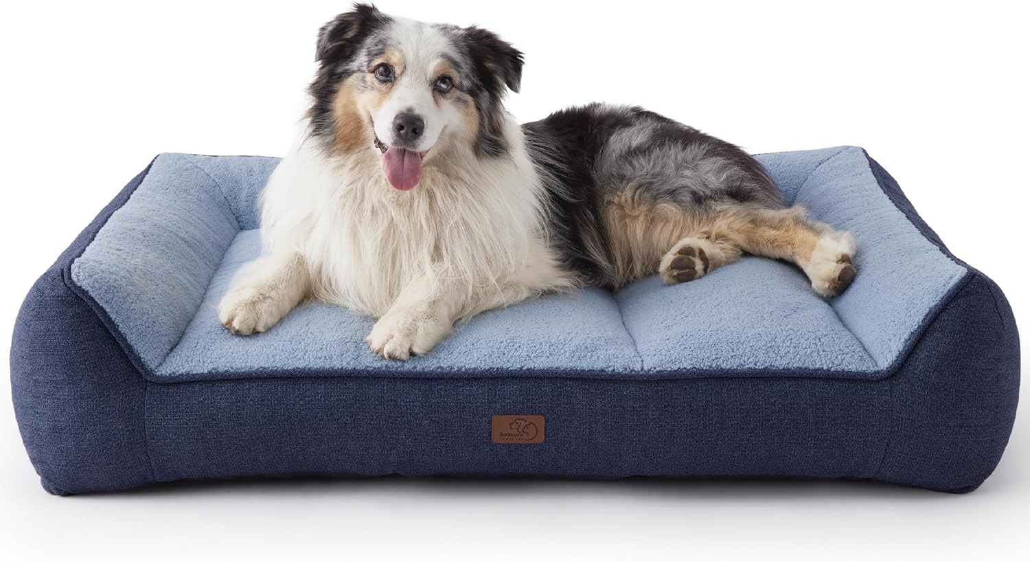 XL Orthopedic Dog Beds Large Sized Dog - Extra Thick Supportive Dogs Couch with Waterproof Washable Cover, Extra Large Comfort Pet Bed Sofa with Soft Plush Sherpa and Nonskid Bottom, Beige
