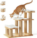 Dog Stairs, Solid Wood Pet Stairs with Cat Scratching Post, Transformable Cat Ramp Can Hold up to 200 Lbs, 20 Inch Pet Steps for Dogs and Cats to Climb High Bed and Couch, over 6 Combinations