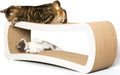Jumbo Cat Scratcher Lounge, White. 39 X 11 X 14 Inch 4 Cardboard Scratching Surfaces and 2 Levels, Scratch, Play, Perch, and Hide100% Recyclable Cardboard Cat Lounge