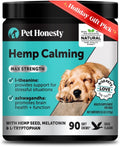 Natural Hemp Calming Chews for Dogs Maximum Strength - Hemp & Melatonin for Occasional Anxiousness - Calming Aid Supplement with Valerian Root - Stress, Separation & Thunder Support - (Duck 90 Ct)