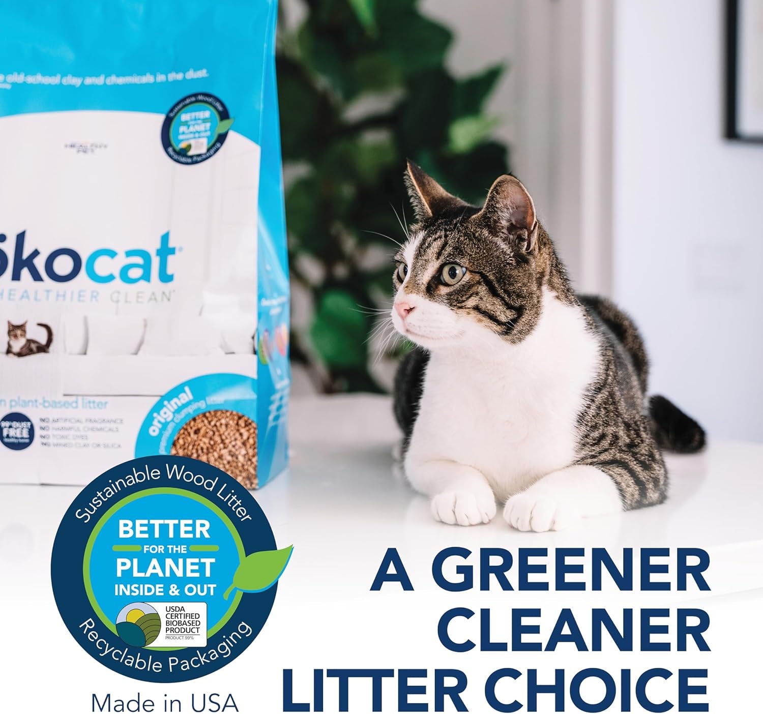 Original Wood Clumping Cat Litter, Unscented, 26 Pounds XL - Natural Ingredients, Stops Odor, Clumps Solid, 99% Dust Free, Great for All Cats
