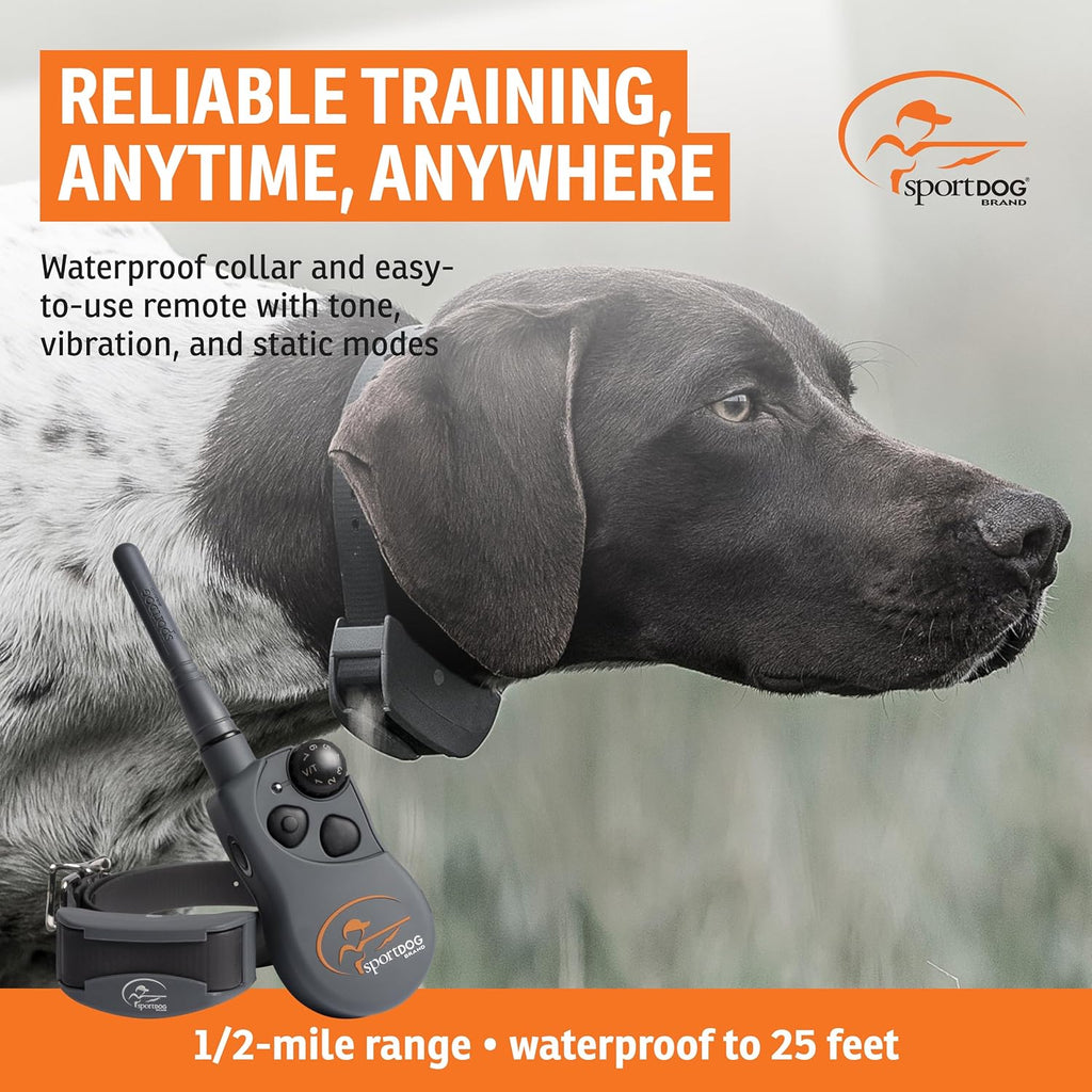 Sporthunter 825X - Remote Training Collar - Half-Mile Range Trainer - Waterproof Dog E-Collar - Quick-Charge Battery - Static, Vibration, & Tone Modes