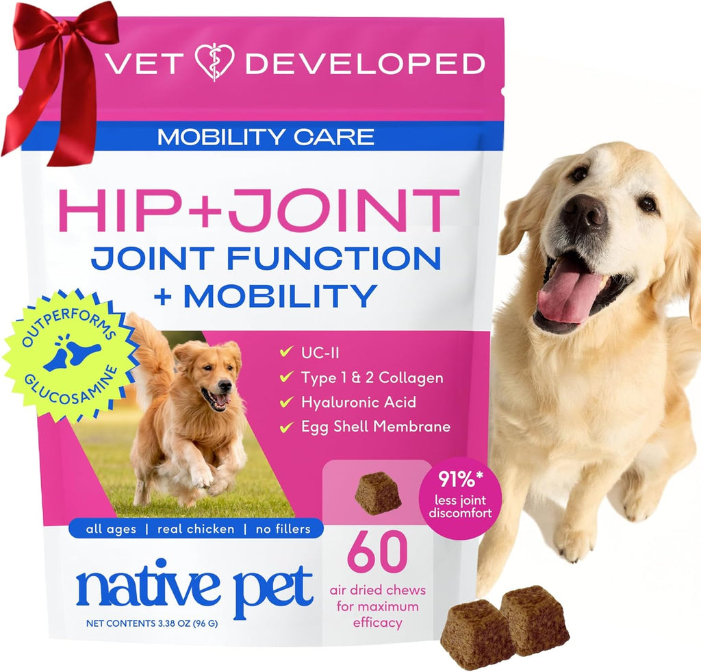 Hip & Joint Supplement for Dogs - Advanced Dog Joint & Arthritis Supplement - Helps Maintain Healthy Cartilage, Joint Flexibility, Lubrication, & Function - with ESM & Collagen - 60 Chews