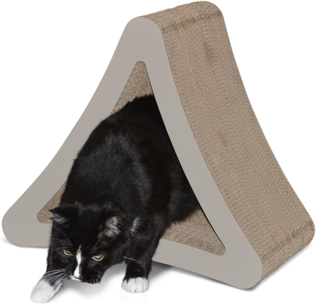 3-Sided Vertical Scratch Play & Perch Cat Scratching Post, 18" X 10.5" X 15.9", Multiple Angle Cat Scratching Pad; 6 Usable Sides, 100% Recyclable Cardboard Lounge