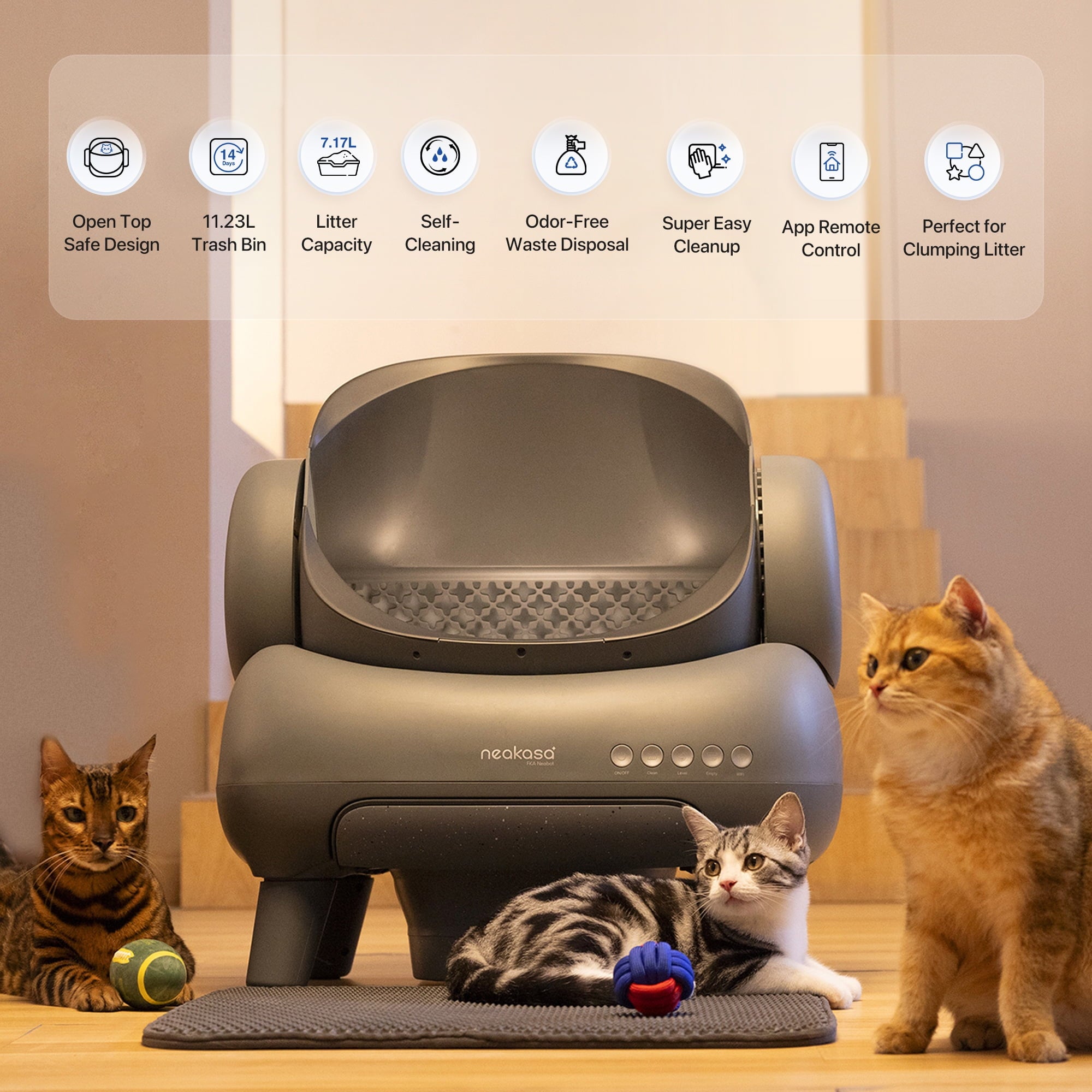 M1 Self-Cleaning Automatic Cat Litter Box with Sensor, 7.17L, Odor-Free Waste Disposal, Includes Trash Bags