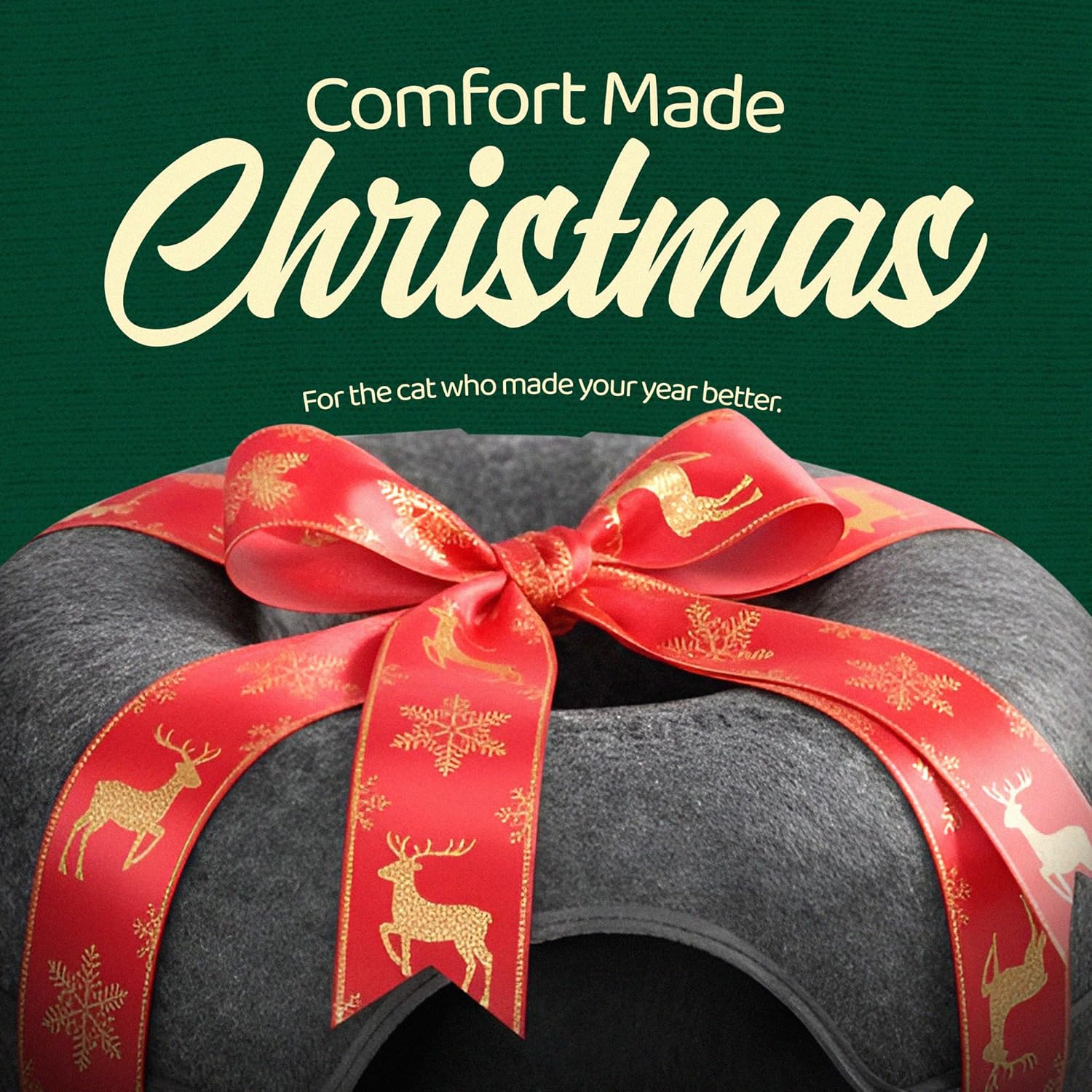 Peekaboo Cat Cave Donut for Multiple & Large Cats up to 30-45 Lbs, 3-In-1 Self Warming Cat Bed, Tunnel & Scratcher for Indoor Cats, Washable & Detachable Small Dog Bed (Dark Gray, Jumbo)