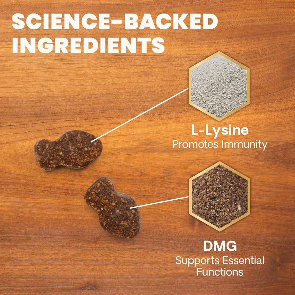 Lysine Immunity Health Chews, 250 Mg Lysine plus Immune Supplement for Cats and Kittens with Allergies, Sneezing, Runny Nose and Watery Eyes, Chicken, 120 Count