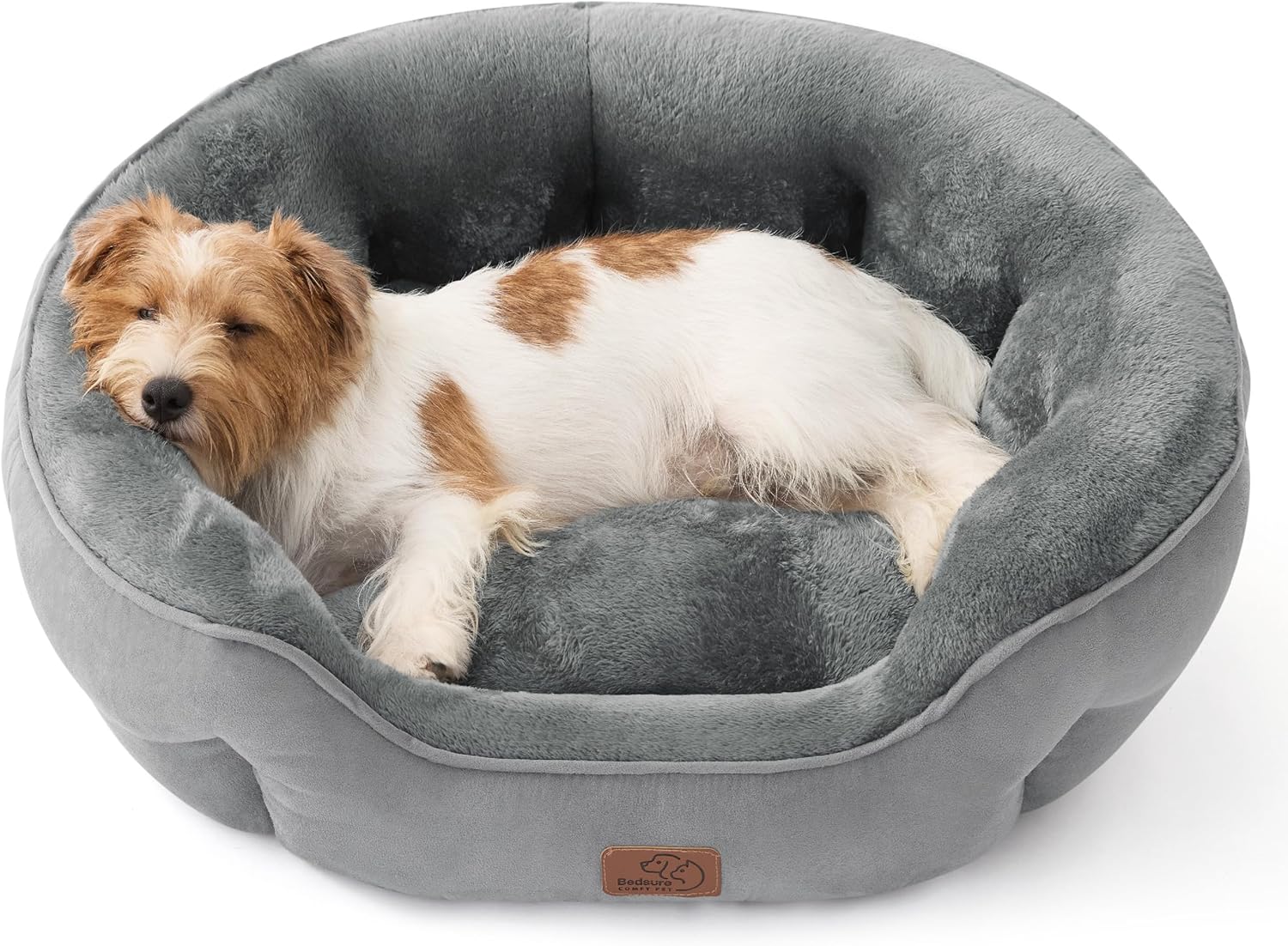 Dog Beds for Small Dogs - round Cat Beds for Indoor Cats, Washable Pet Bed for Puppy and Kitten with Slip-Resistant Bottom, 20 Inches, Grey
