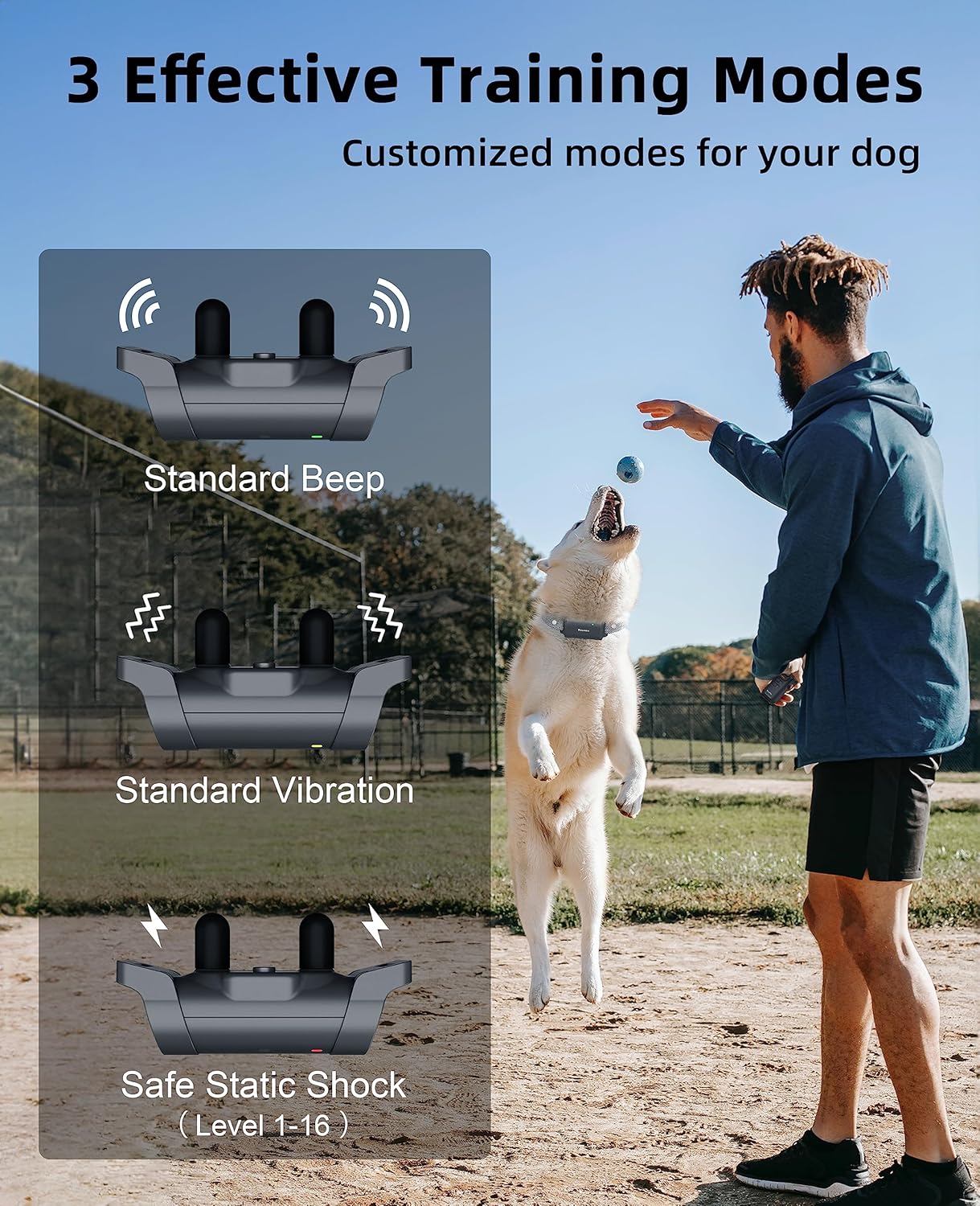 Dog Shock Collar with Remote - [New Edition] 4000FT Dog Training Collar for Large Medium Small Dogs (8-120Lbs) Waterproof Rechargeable E Collar with Beep, Vibration, Safe Shock (Grey)