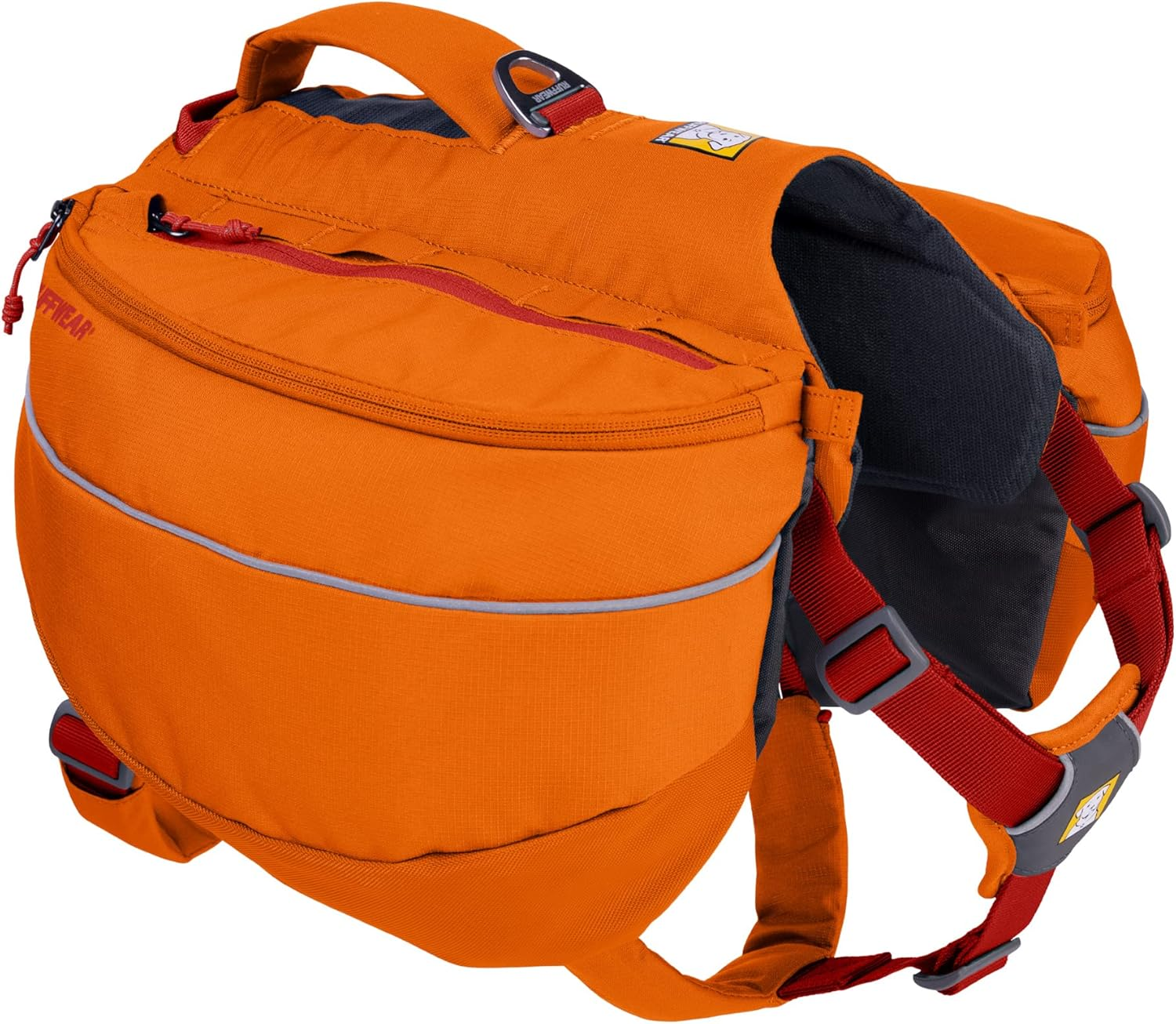 , Approach Pack Dog Backpack, Weight‑Forward Saddlebags with Flopper Stoppers, 5‑Point Adjustable Fit, Padded Handle, Dual Leash Points, Reflective Trim, Campfire Orange, Large/X-Large