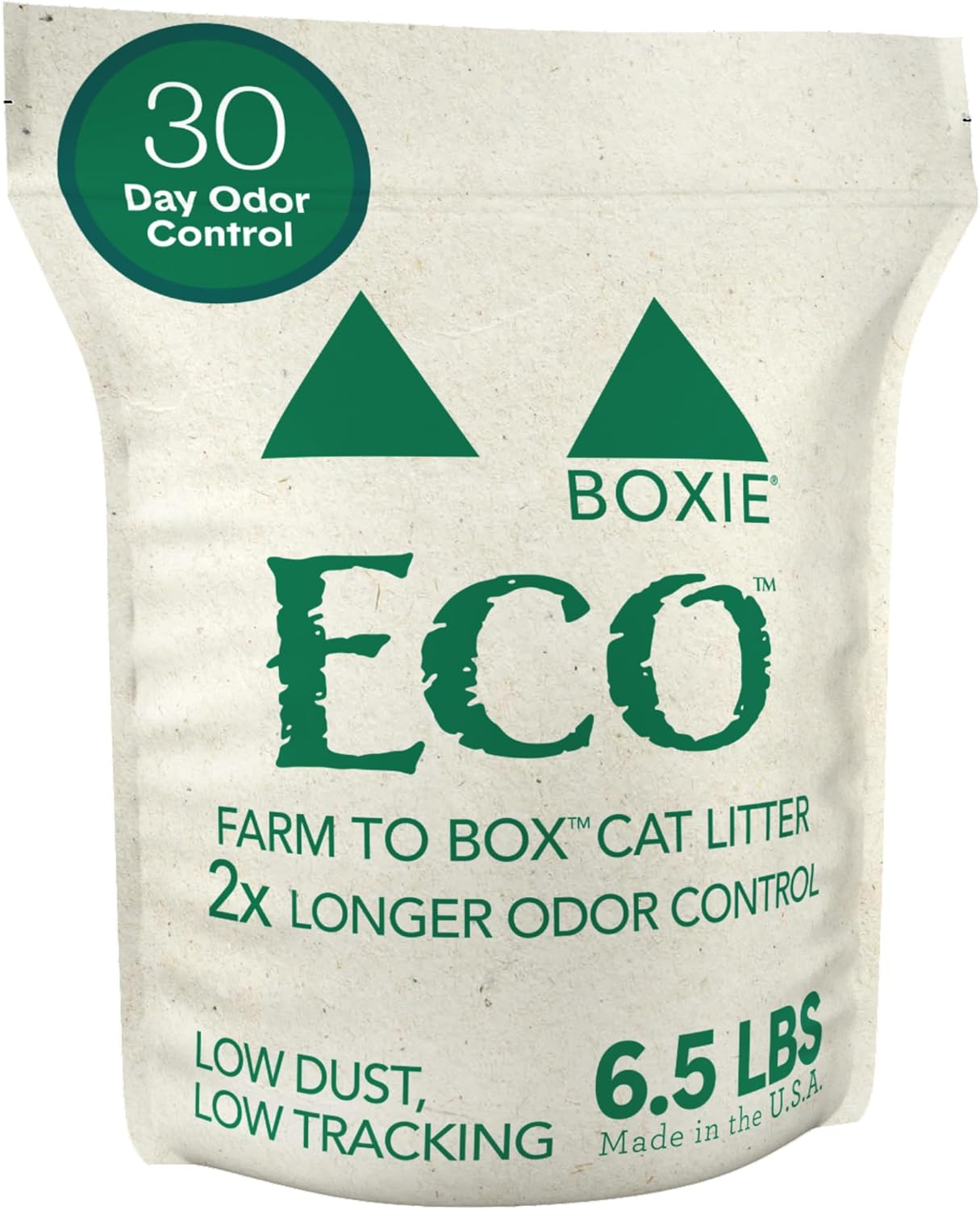 Boxie® Eco™ Farm to Box Sustainable 30 Day Odor Control Clumping Cat Litter, 6.5Lb  99.9% Dust Free Plant-Based Kitty Litter