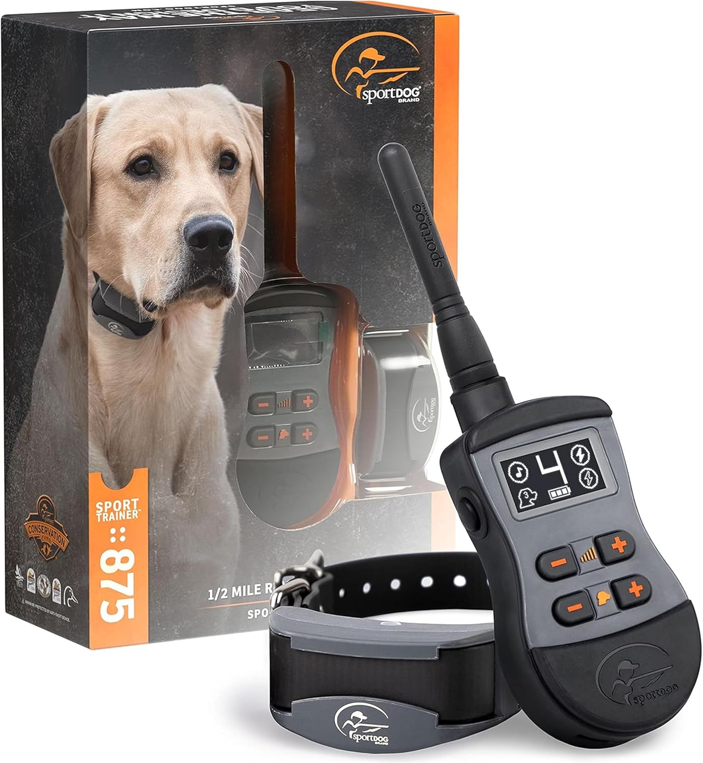 Brand Sporttrainer 575 Remote Trainer - Bright, Easy to Read OLED Screen - 500 Yard Range - Waterproof, Rechargeable Dog Training Collar with Tone, Vibration, and Static, Black