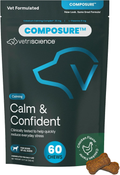 Calm & Confident Chews, Composure Clinically Tested Calming and Anxiety Supplement for Dogs, Reduce Stress and Fear, Ideal for Thunderstorms, Fireworks and Travel, Chicken, 60 Count