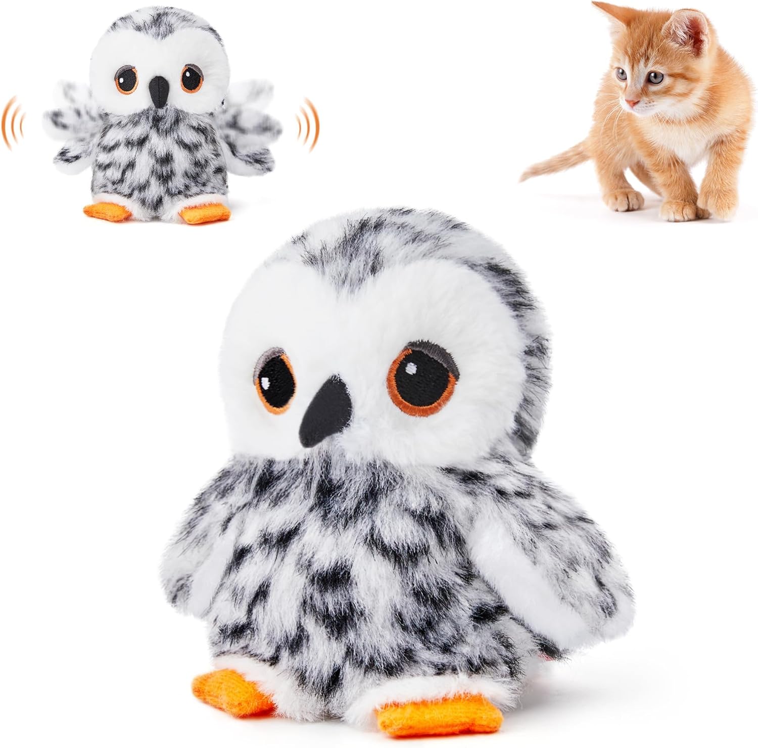 Cat Toys Rechargeable Flapping Bird Sparrow, Lifelike Chirp Tweet, Touch Activated Kitten Toy Interactive Cat Exercise Toys for All Breeds Cat Kicker Catnip Toys 4.0 Inches