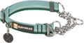 , Chain Reaction Dog Collar, Adjustable Reflective Martingale Escape-Proof Collar with Stainless Steel Chain, Professional Training Control, River Rock Green, 20"-26"
