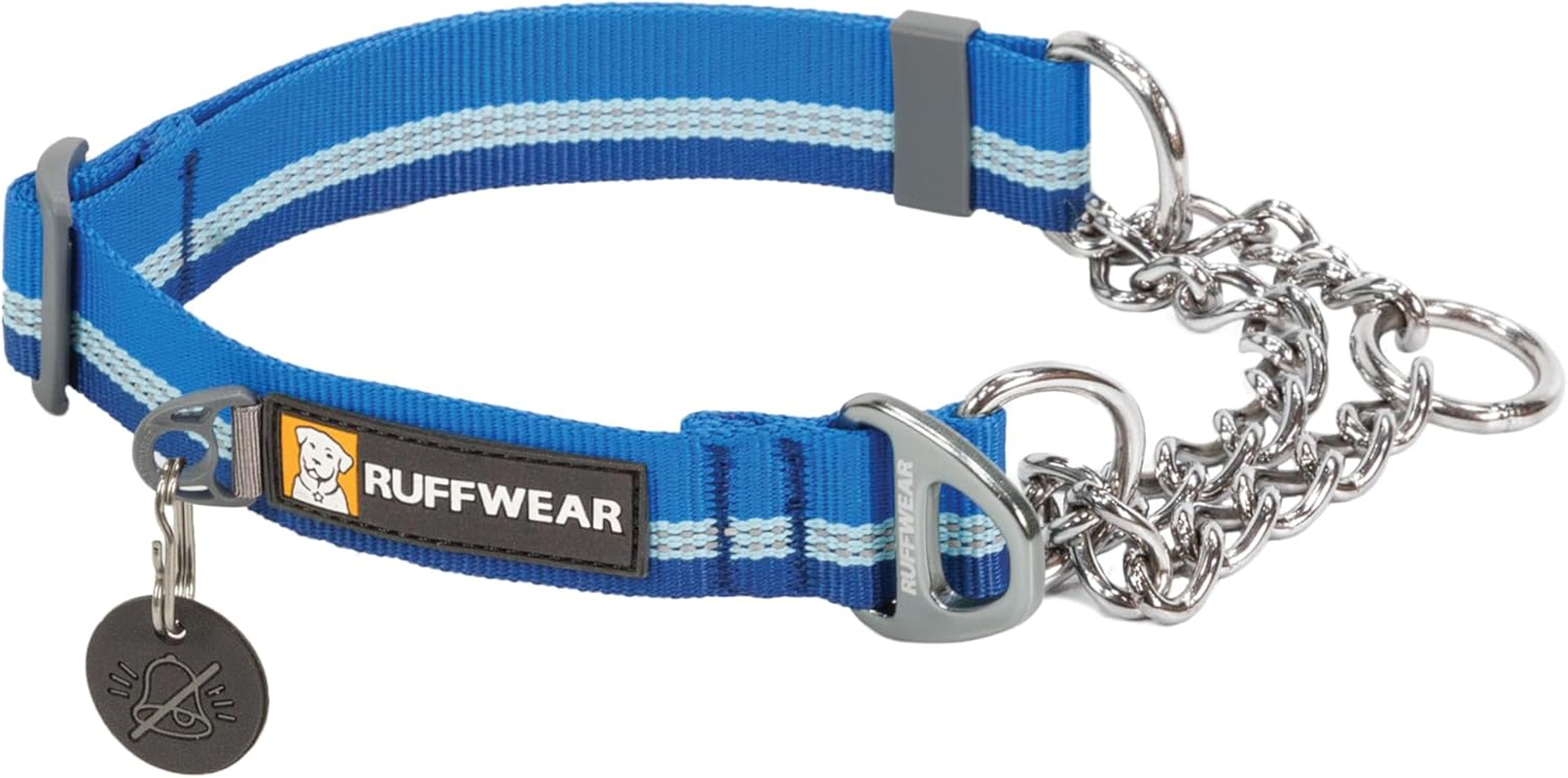 , Chain Reaction Dog Collar, Adjustable Reflective Martingale Escape-Proof Collar with Stainless Steel Chain, Professional Training Control, Blue Pool, 20"-26"
