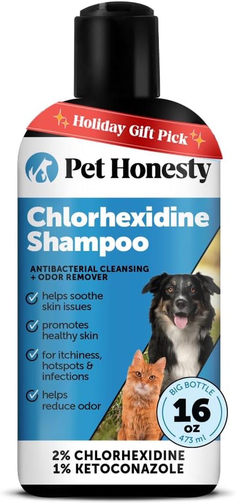 Chlorhexidine Cat & Dog Seasonal Itch Relief Shampoo, for Allergies, Itching, Skin and Coat Supplement, Helps Shedding, Hot Spots, Deodorizing Dog Shampoo & Grooming Supplies,16Oz