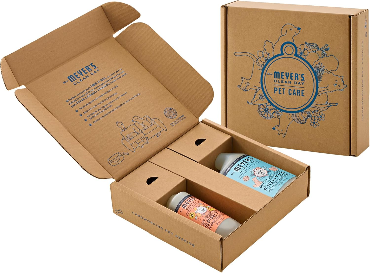 Clean Day Cat Care Kit, Includes Cat Deodorizing Spritz - White Peach and Pet Stain & Odor Fighter - Coconut Leaf