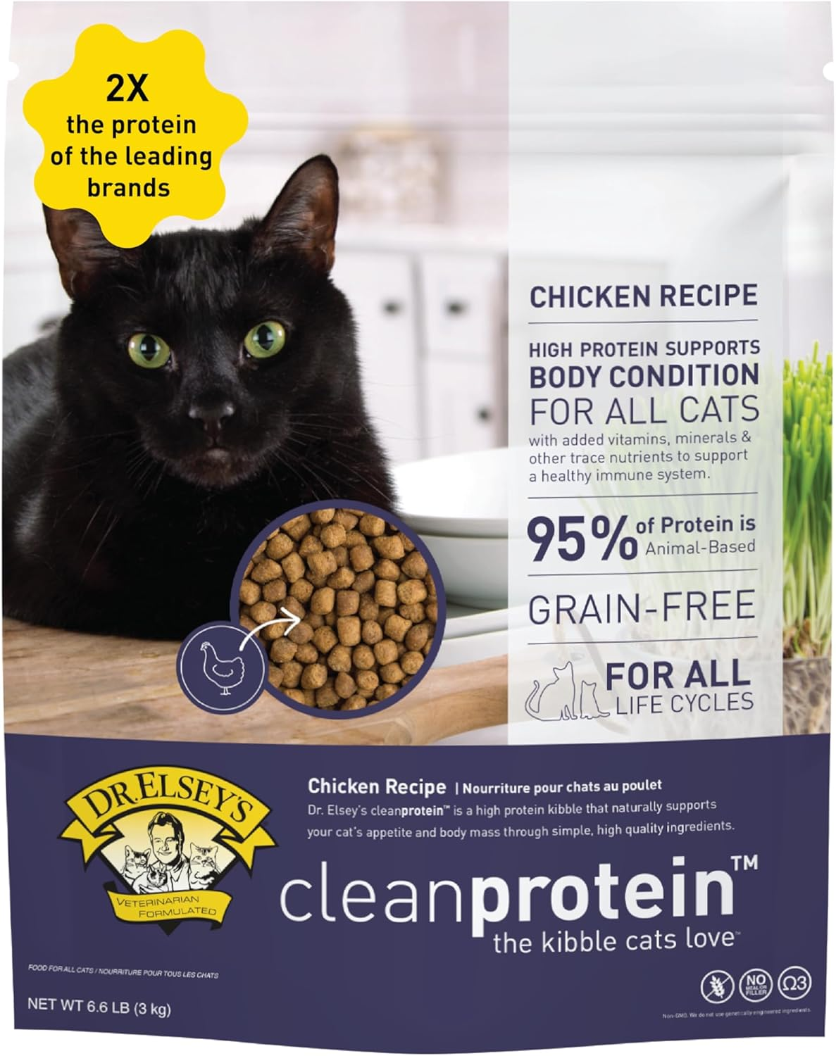 Cleanprotein Chicken Cat Kibble 2 Lb. Bag