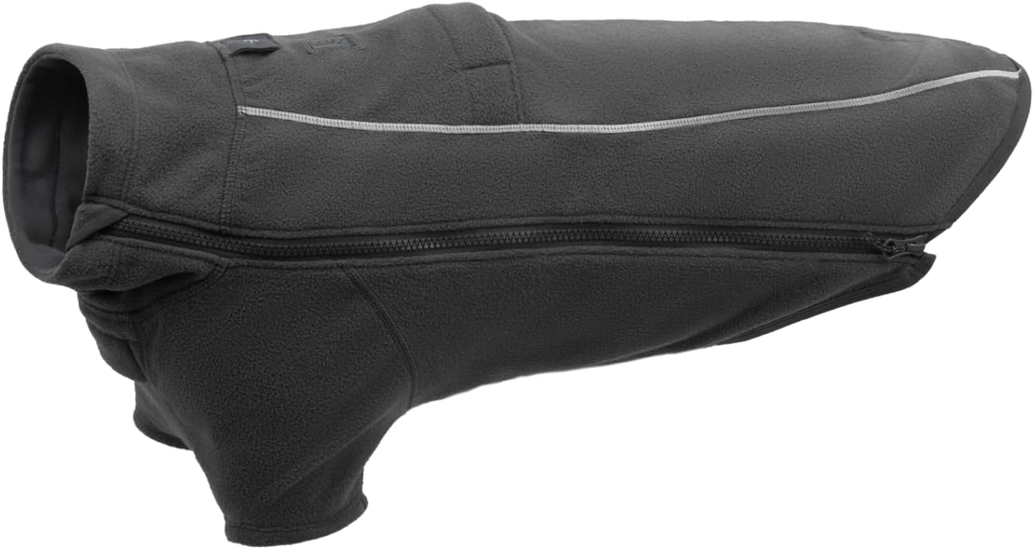 , Climate Changer Fleece Dog Jacket, Sleeved Silhouette for Core Heat, Quick‑Dry Fleece, Full‑Length Zip, Front & Back Leash Portals, Reflective Trim, Basalt Gray, X-Large