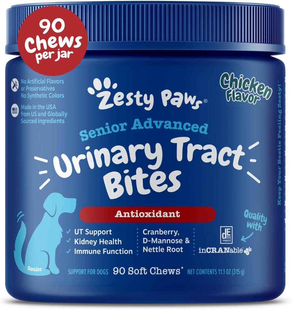 Cranberry Supplement for Dogs - Bladder Control for Dogs - Urinary Tract Support - Cranberry Chews - Immune & Gut Support - Chicken - 90 Count