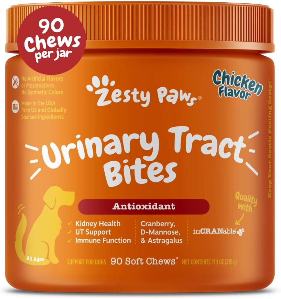 Cranberry Supplement for Dogs - Bladder Control for Dogs - Urinary Tract Support - Cranberry Chews - Immune & Gut Support - Chicken - 90 Count