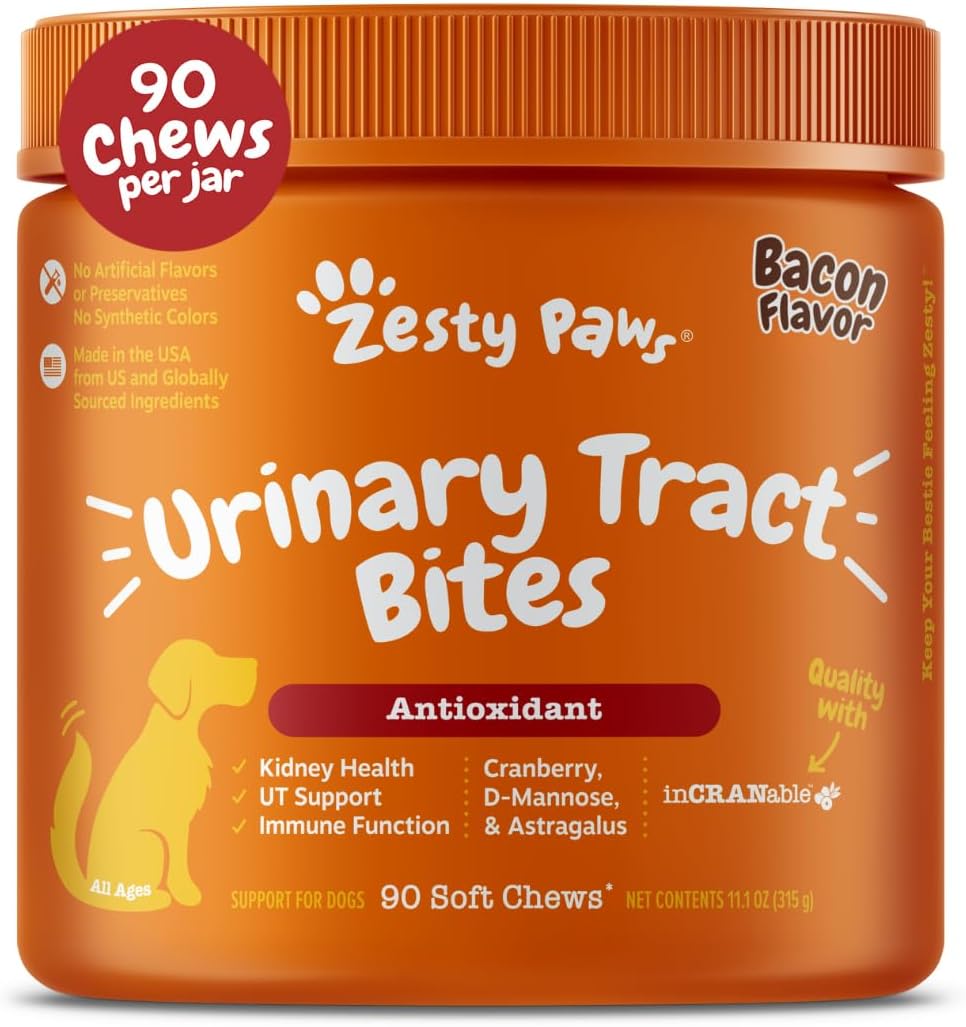 Cranberry Supplement for Dogs - Bladder Control for Dogs - Urinary Tract Support - Cranberry Chews - Immune & Gut Support - Chicken - 90 Count