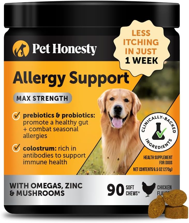 Dog Allergy & Itch Relief - Advanced Itch Supplement with Probiotics for Dogs - Immune Support & Skin Relief for Seasonal Allergies - Natural Itchy Skin & Paw Relief - (Salmon, 90 Ct)
