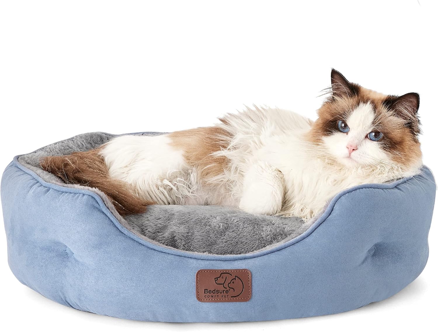 Dog Beds for Small Dogs - round Cat Beds for Indoor Cats, Washable Pet Bed for Puppy and Kitten with Slip-Resistant Bottom, 25 Inches, Allure
