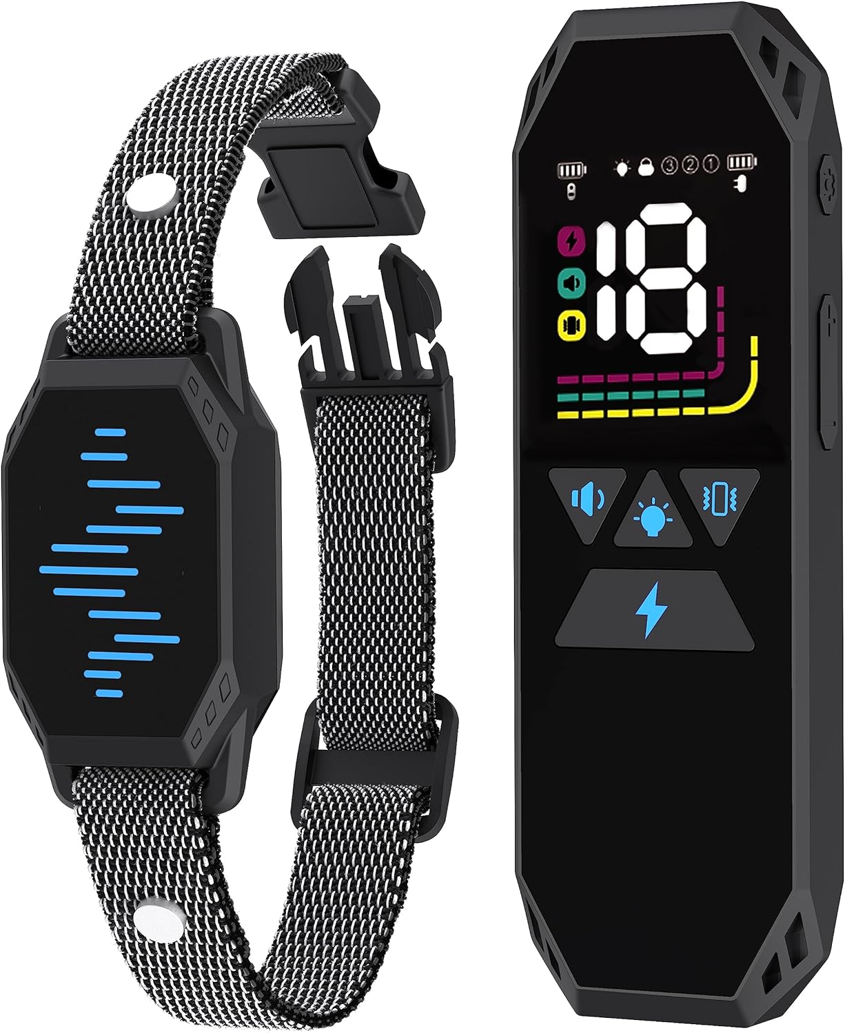 Dog Training Collar, Dog Shock Collar with Remote Control, 2500FT and 4 Training Modes Beep, Vibration, Electric Shock, IP67 Waterproof Rechargeable E-Collar for All Breed