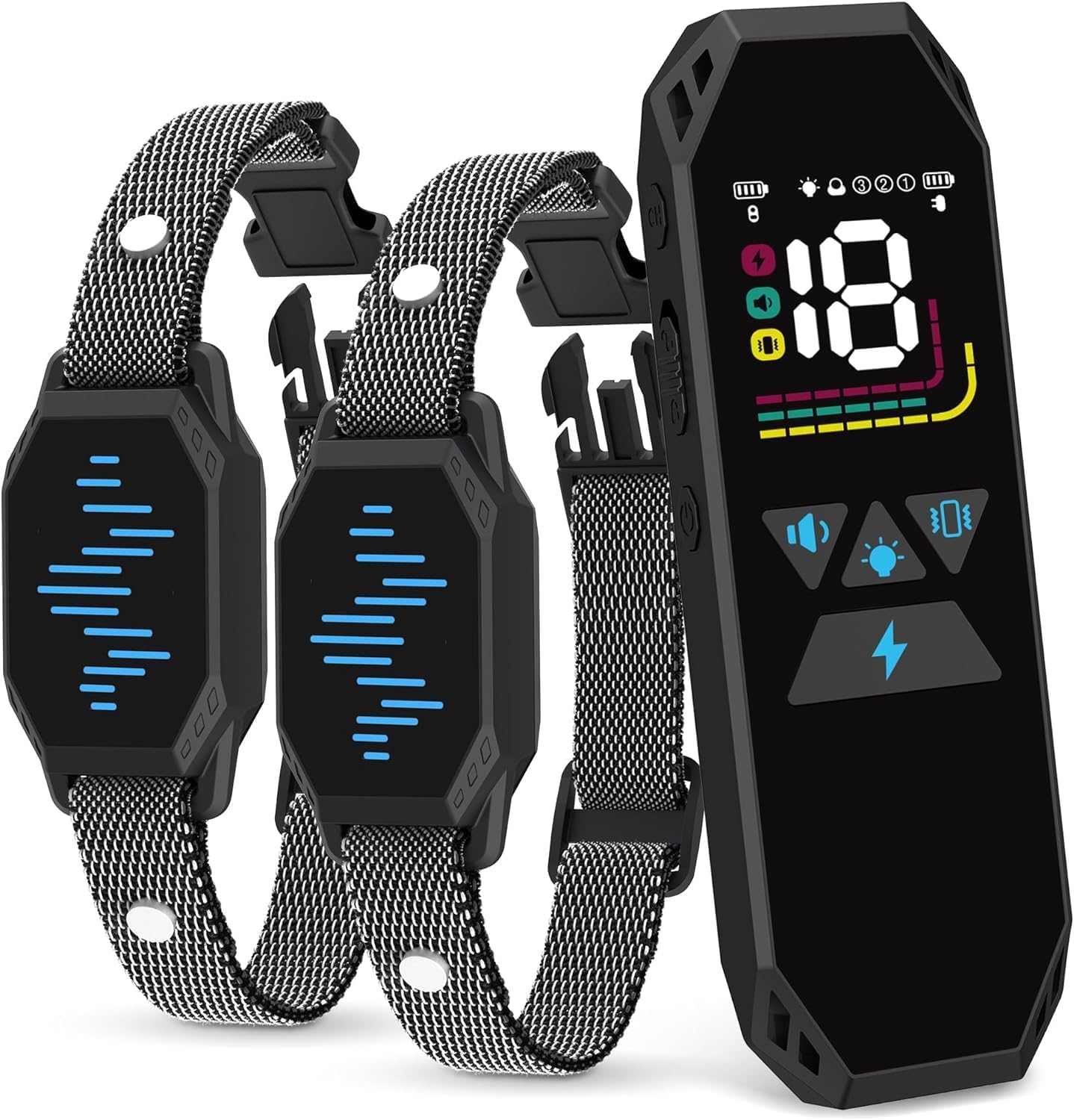 Dog Training Collar, Dog Shock Collar with Remote Control, 2500FT and 4 Training Modes Beep, Vibration, Electric Shock, IP67 Waterproof Rechargeable E-Collar for All Breed