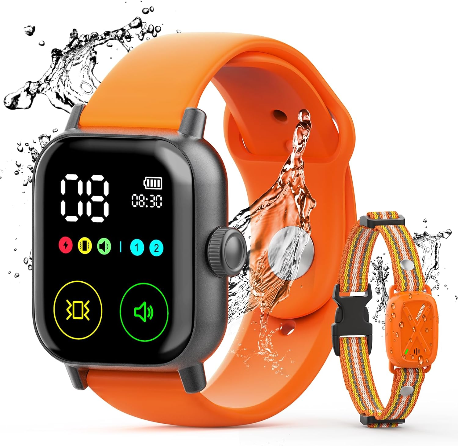 Dog Training Collar with Watch-Style Remote, 3300FT Waterproof IPX7 E-Collar, IPX7 Hand-Free Remote 24H Time Display, Electric Vibration Beep Collars for 10-120 Lb Dogs