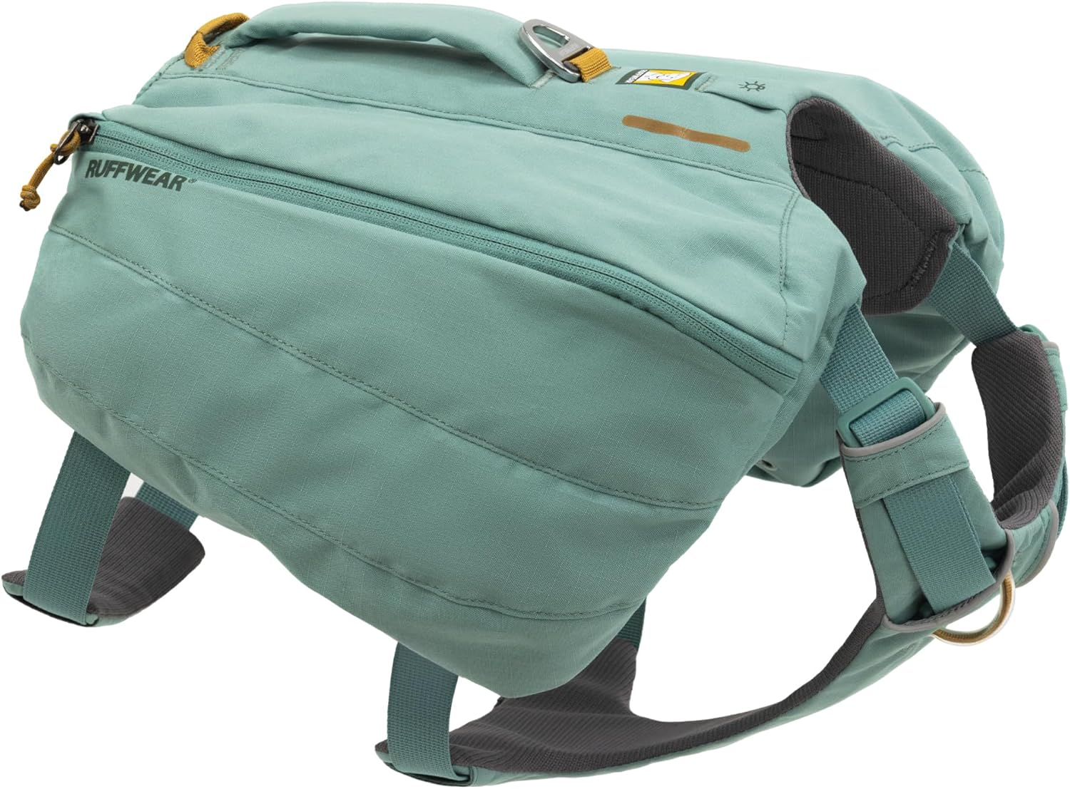 , Front Range Day Pack, Dog Backpack with Saddlebags, 5-Point Adjustment, 3 Leash Points, Padded Handle, Internal Mesh Pockets, Reflective Trim, Light Loop, River Rock Green, Large/X-Large