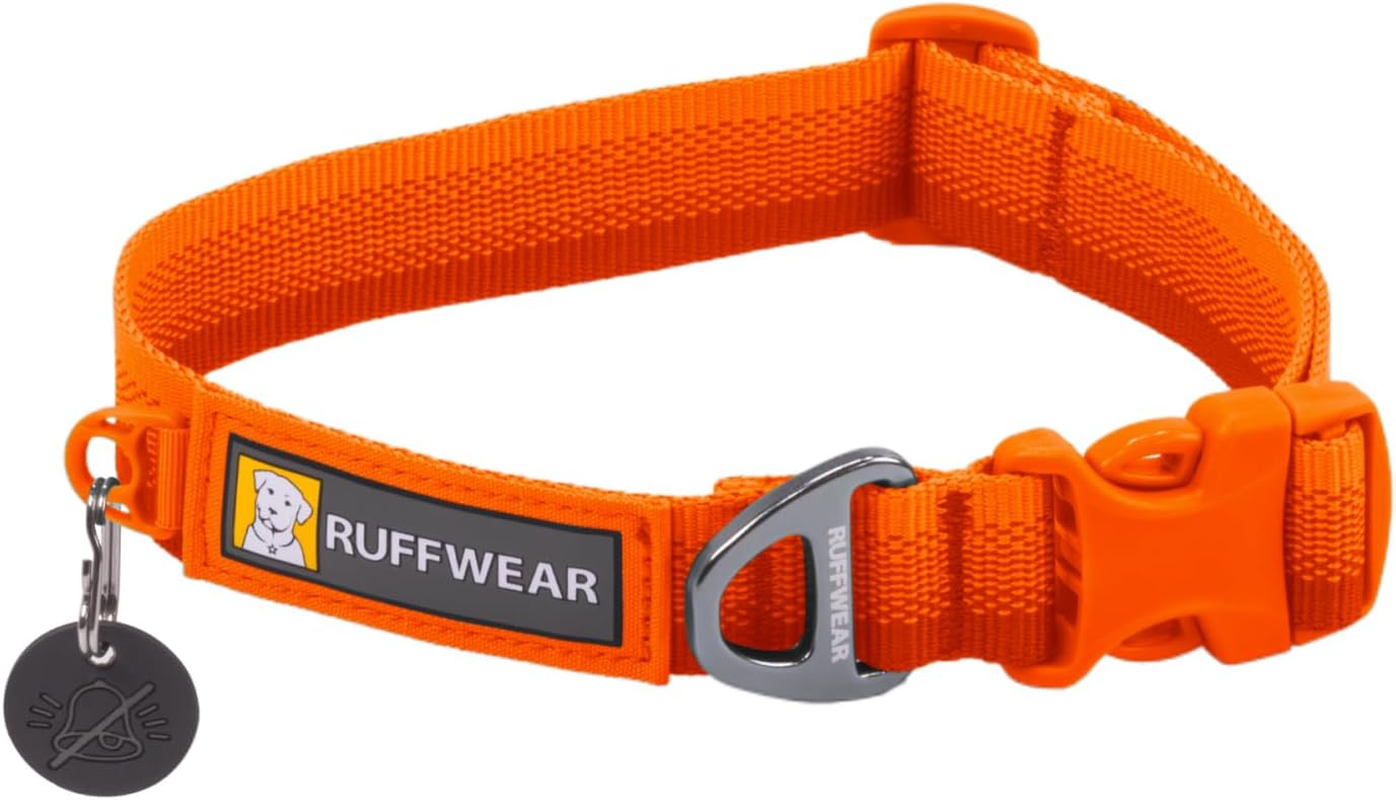 , Front Range Dog Collar, Adjustable Tubelok Webbing, Lightweight, Side Release Buckle, Aluminum V-Ring, Durable for Everyday Use, Blaze Orange, 20"-26"