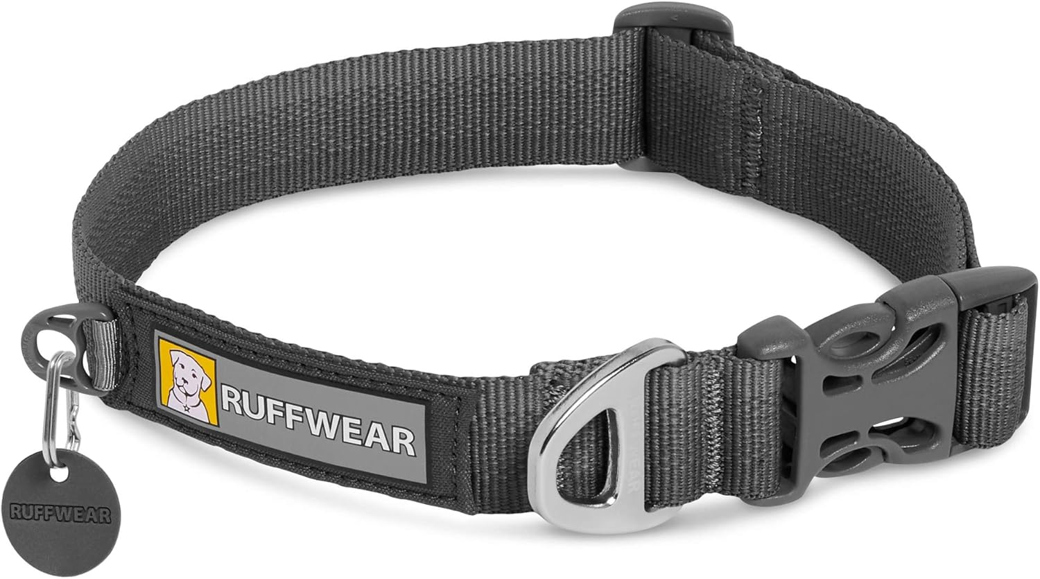 , Front Range Dog Collar, Adjustable Tubelok Webbing, Lightweight, Side Release Buckle, Aluminum V-Ring, Durable for Everyday Use, Twilight Grey, 20"-26"
