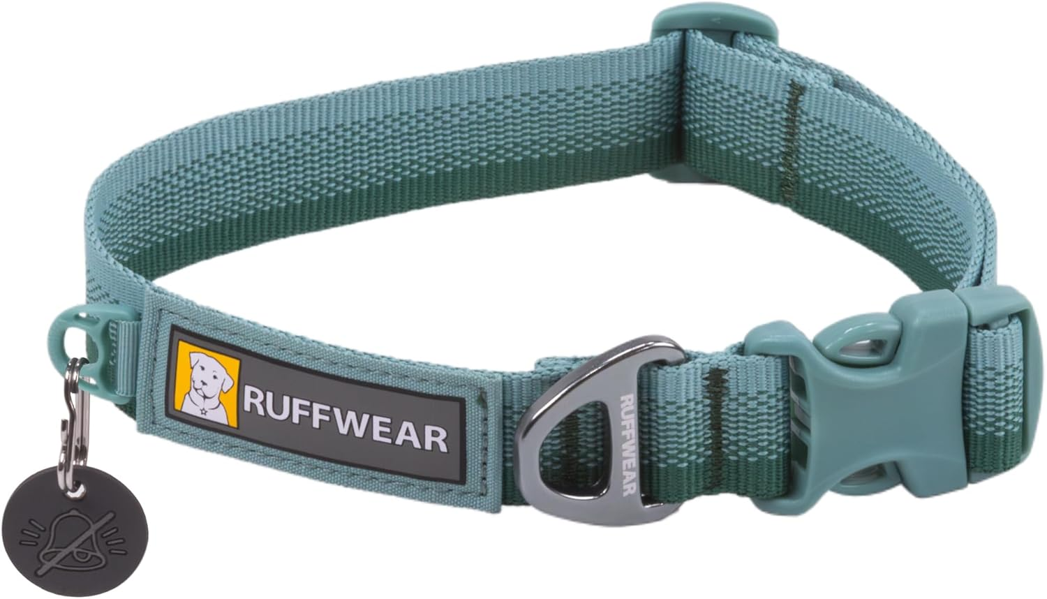 , Front Range Dog Collar, Adjustable Tubelok Webbing, Lightweight, Side Release Buckle, Aluminum V-Ring, Durable for Everyday Use, River Rock Green, 20"-26"
